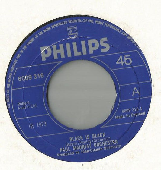 Paul Mauriat Black Is Black 7" Vinyl Philips VG no jacket