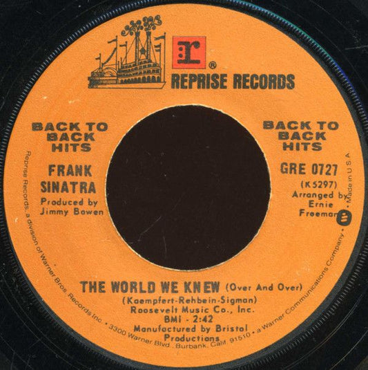 Frank Sinatra/Nancy Sinatra 7" The World We Knew Over & Somethin' Used