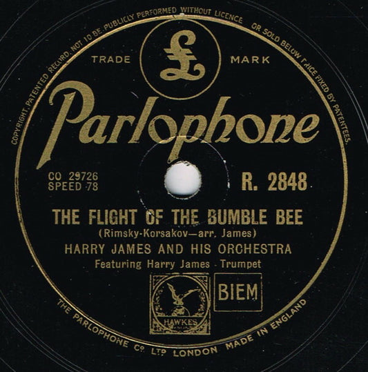 Harry James His Orchestra 78rpm SP The Flight of Bumble Bee Vinyl, VG
