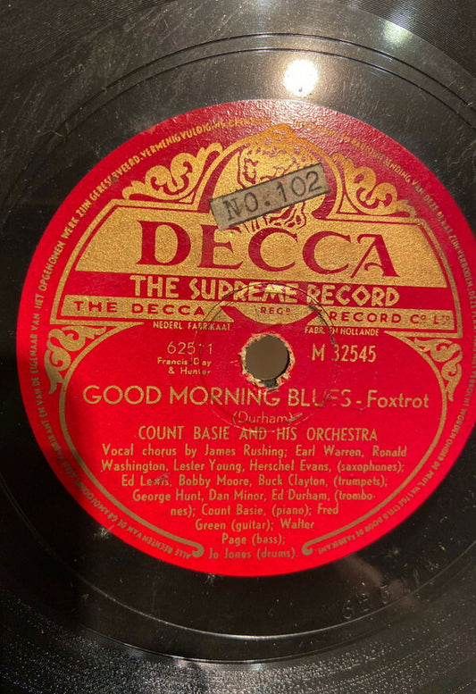 Count Basie Orchestra 78 RPM/SP Good Morning Blues / Doggin' Around VG Record