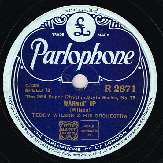 Teddy Wilson His Orchestra 78rpm Vinyl Warmin' Up / Blues In C# Minor VG