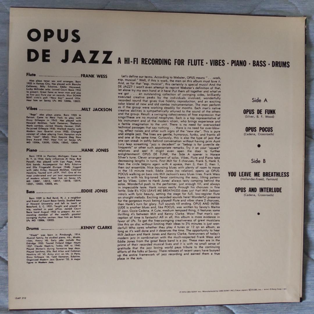 Milt Jackson Opus De Jazz LP Record NM Cond. Jazz Vinyl 1960s