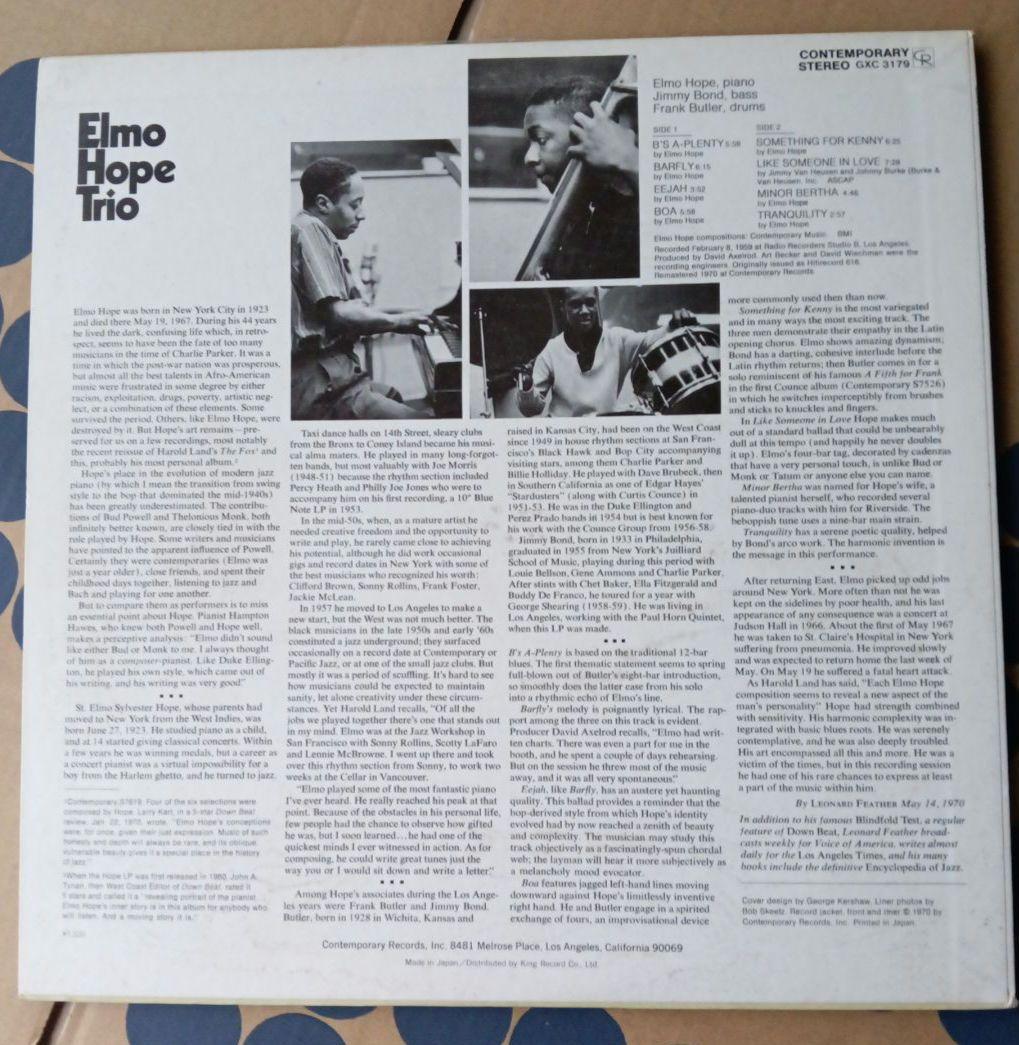 Elmo Hope Trio Jazz Vinyl Record Contemporary Label Used Music Collection
